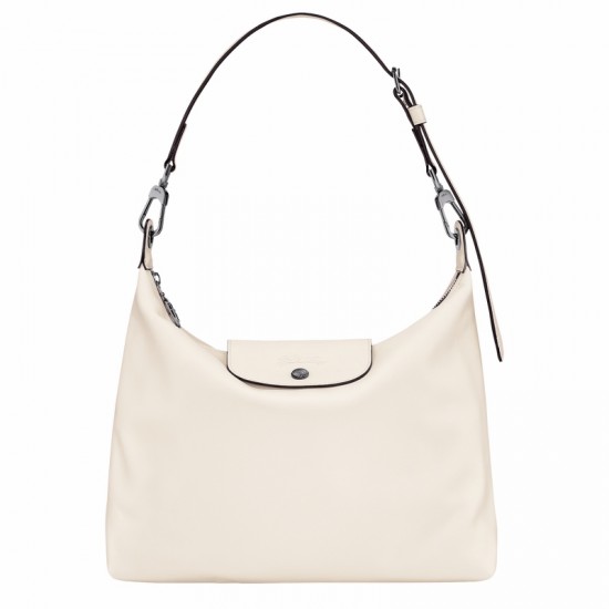 Longchamp Le Pliage Xtra M Hobo Bag Ecru Leather Women