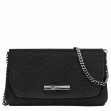 Longchamp Roseau Clutch Black Leather Women