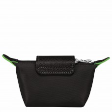 Longchamp Le Pliage Green Coin Purse Black Recycled Canvas Women