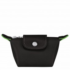 Longchamp Le Pliage Green Coin Purse Black Recycled Canvas Women