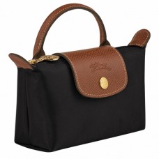 Longchamp Le Pliage Original Canvas Pouch with Handle Black Women