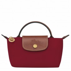 Longchamp Le Pliage Original Canvas Pouch with Handle Red Women