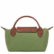 Longchamp Le Pliage Original Canvas Pouch with Handle Green Women