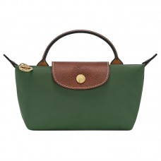 Longchamp Le Pliage Original Pouch with Handle British Green Recycled Canvas Women