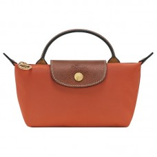 Longchamp Le Pliage Original Pouch with Handle Brick Recycled Canvas Women