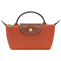 Longchamp Le Pliage Original Pouch with Handle Brick Recycled Canvas Women