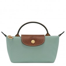 Longchamp Le Pliage Original Pouch with Handle Celadon Recycled Canvas Women