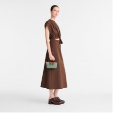 Longchamp Le Pliage Original Pouch with Handle Celadon Recycled Canvas Women