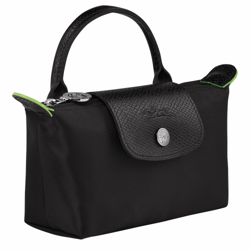 Longchamp Le Pliage Green Pouch with Handle Black Women