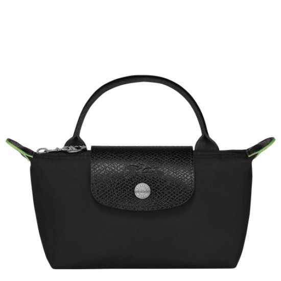 Longchamp Le Pliage Green Pouch with Handle Black Women