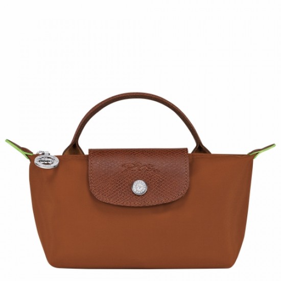 Longchamp Le Pliage Green Pouch with Handle Brown Women