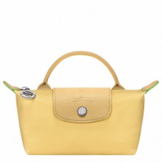 Longchamp Le Pliage Green Pouch with Handle Yellow Women