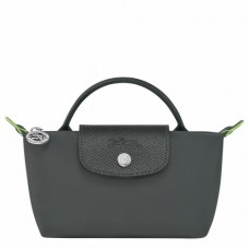 Longchamp Le Pliage Green Pouch with Handle Grey Women