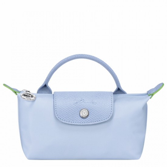 Longchamp Le Pliage Green Pouch with Handle Blue Women