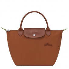 Longchamp Le Pliage Green S Handbag Recycled Canvas Cognac Women