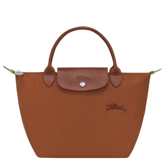 Longchamp Le Pliage Green S Handbag Recycled Canvas Cognac Women