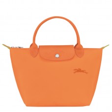 Longchamp Le Pliage Green S Handbag Recycled Canvas Orange Women
