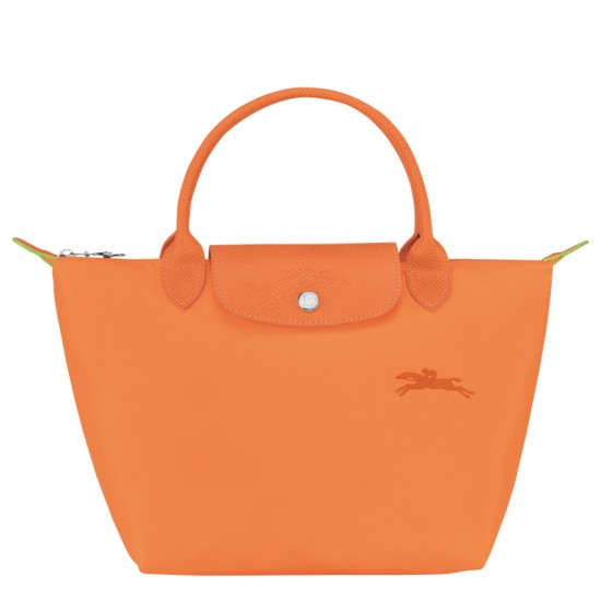 Longchamp Le Pliage Green S Handbag Recycled Canvas Orange Women