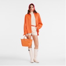 Longchamp Le Pliage Green S Handbag Recycled Canvas Orange Women