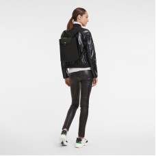 Longchamp Le Pliage Green M Backpack Recycled Canvas Black Women