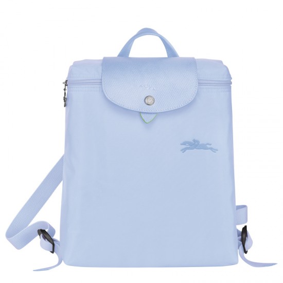 Longchamp Le Pliage Green M Backpack Recycled Canvas Sky Blue Women