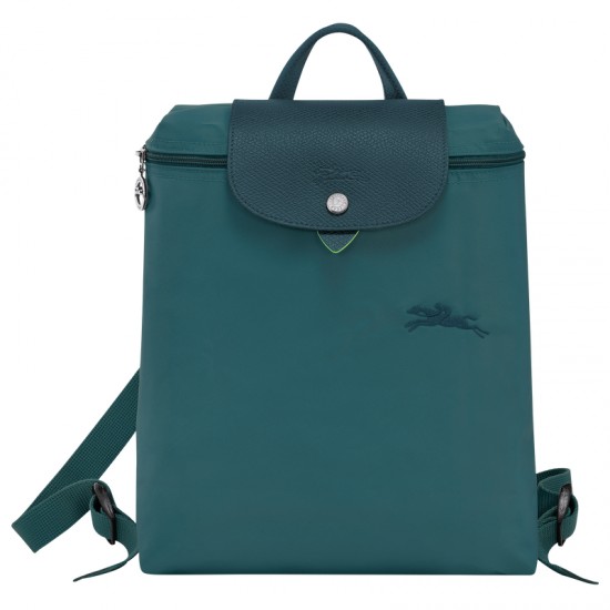 Longchamp Le Pliage Green M Backpack Recycled Canvas Peacock Women