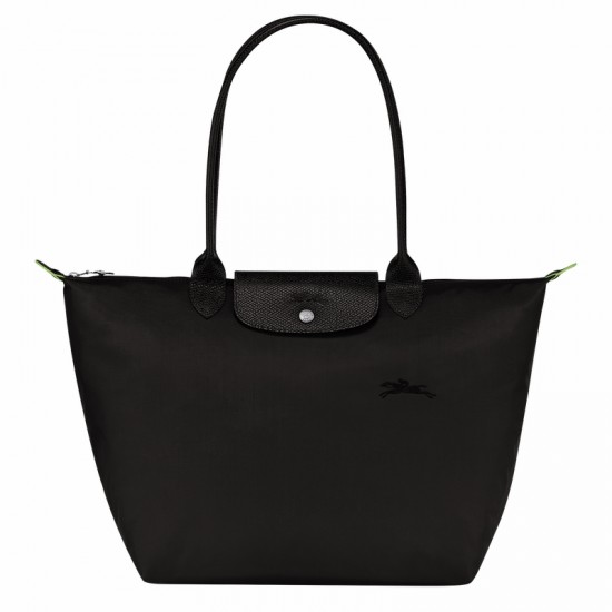 Longchamp Le Pliage Green L Tote Bag Recycled Canvas Black Women