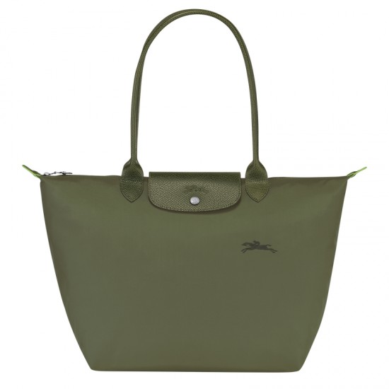 Longchamp Le Pliage Green L Tote Bag Recycled Canvas Forest Women