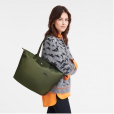Longchamp Le Pliage Green L Tote Bag Recycled Canvas Forest Women
