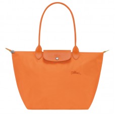 Longchamp Le Pliage Green L Tote Bag Recycled Canvas Orange Women
