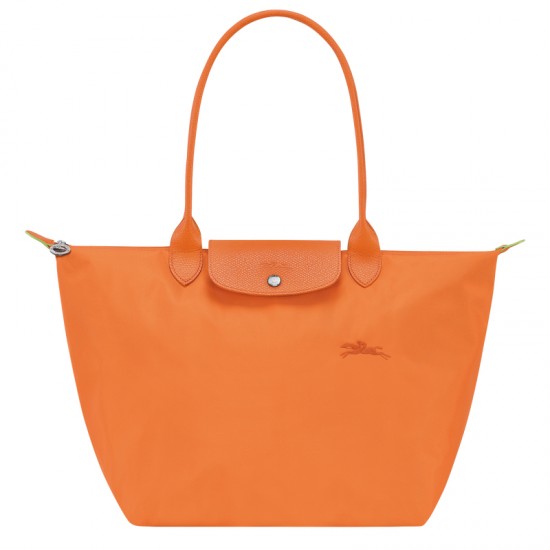 Longchamp Le Pliage Green L Tote Bag Recycled Canvas Orange Women