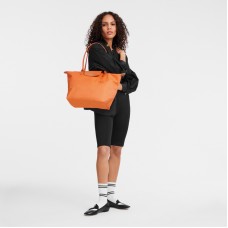 Longchamp Le Pliage Green L Tote Bag Recycled Canvas Orange Women