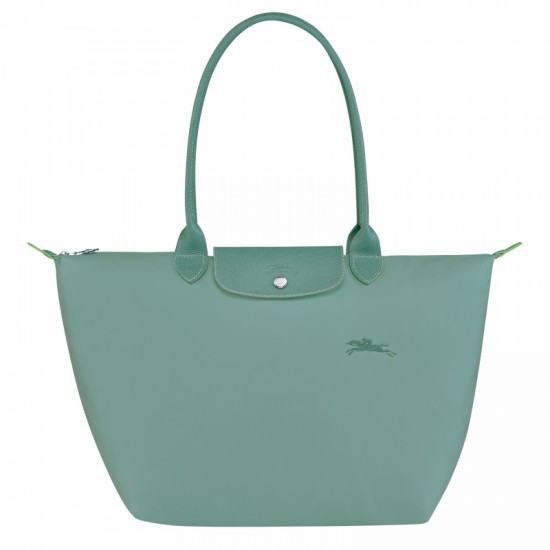 Longchamp Le Pliage Green L Tote Bag Recycled Canvas Lagoon Women