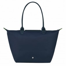 Longchamp Le Pliage Green L Tote Bag Recycled Canvas Navy Women