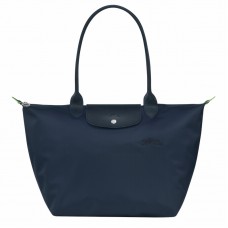 Longchamp Le Pliage Green L Tote Bag Recycled Canvas Navy Women