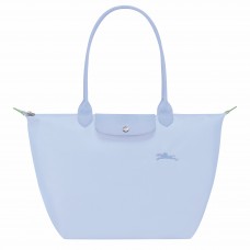 Longchamp Le Pliage Green L Tote Bag Recycled Canvas Sky Blue Women