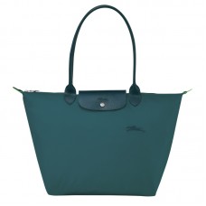 Longchamp Le Pliage Green L Tote Bag Recycled Canvas Peacock Women