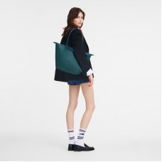 Longchamp Le Pliage Green L Tote Bag Recycled Canvas Peacock Women