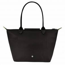 Longchamp Le Pliage Green M Tote Bag Recycled Canvas Black Women