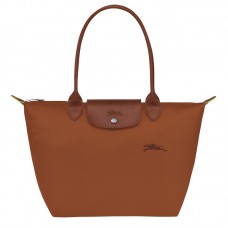Longchamp Le Pliage Green M Tote Bag Recycled Canvas Cognac Women