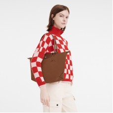 Longchamp Le Pliage Green M Tote Bag Recycled Canvas Cognac Women