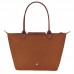 Longchamp Le Pliage Green M Tote Bag Recycled Canvas Cognac Women