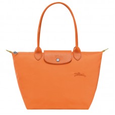Longchamp Le Pliage Green M Tote Bag Recycled Canvas Orange Women