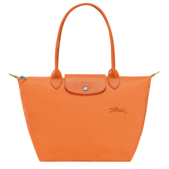 Longchamp Le Pliage Green M Tote Bag Recycled Canvas Orange Women