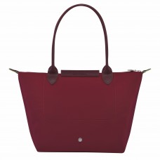 Longchamp Le Pliage Green M Tote Bag Recycled Canvas Red Women