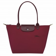 Longchamp Le Pliage Green M Tote Bag Recycled Canvas Red Women