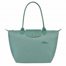 Longchamp Le Pliage Green M Tote Bag Recycled Canvas Lagoon Women