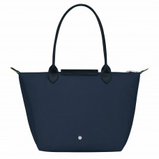 Longchamp Le Pliage Green M Tote Bag Recycled Canvas Navy Women