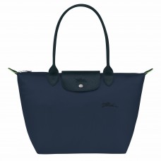 Longchamp Le Pliage Green M Tote Bag Recycled Canvas Navy Women