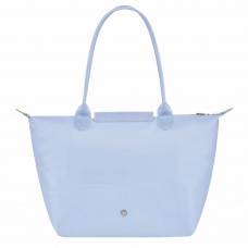 Longchamp Le Pliage Green M Tote Bag Recycled Canvas Sky Blue Women